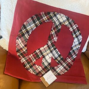 NWT! POTTERY BARN RED HOLIDAY PEACE PILLOW COVER